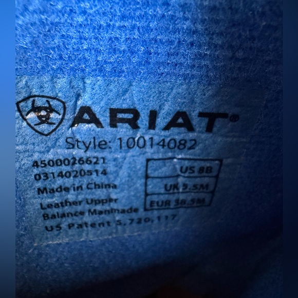 Ariat Fatbaby Blue Black Leather Western Cowboy Boot Women’s Size 8B (NWOT) - Picture 14 of 15